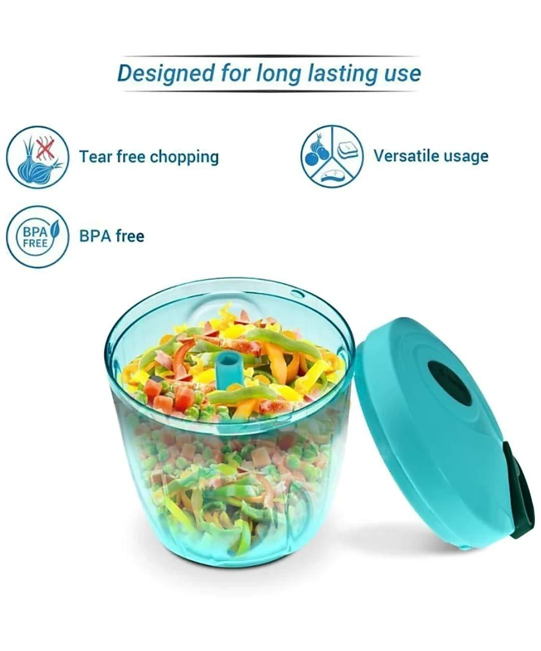 Manual Stainless Steel Compact Extra Sharp Hand Held Vegetable Chopperslicer With 5 Blades - Happy Price - Image 2