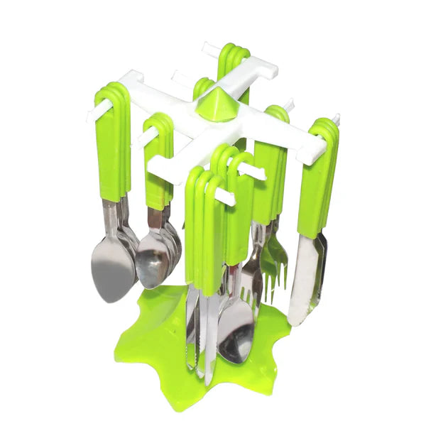 24 Piece Stainless Steel Cutlery Set with Stand