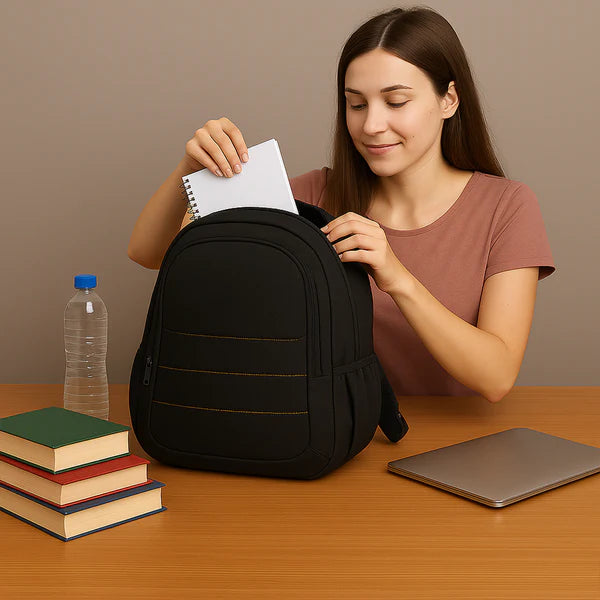 Stylish Polyester Laptop Backpack - Black (1pc)