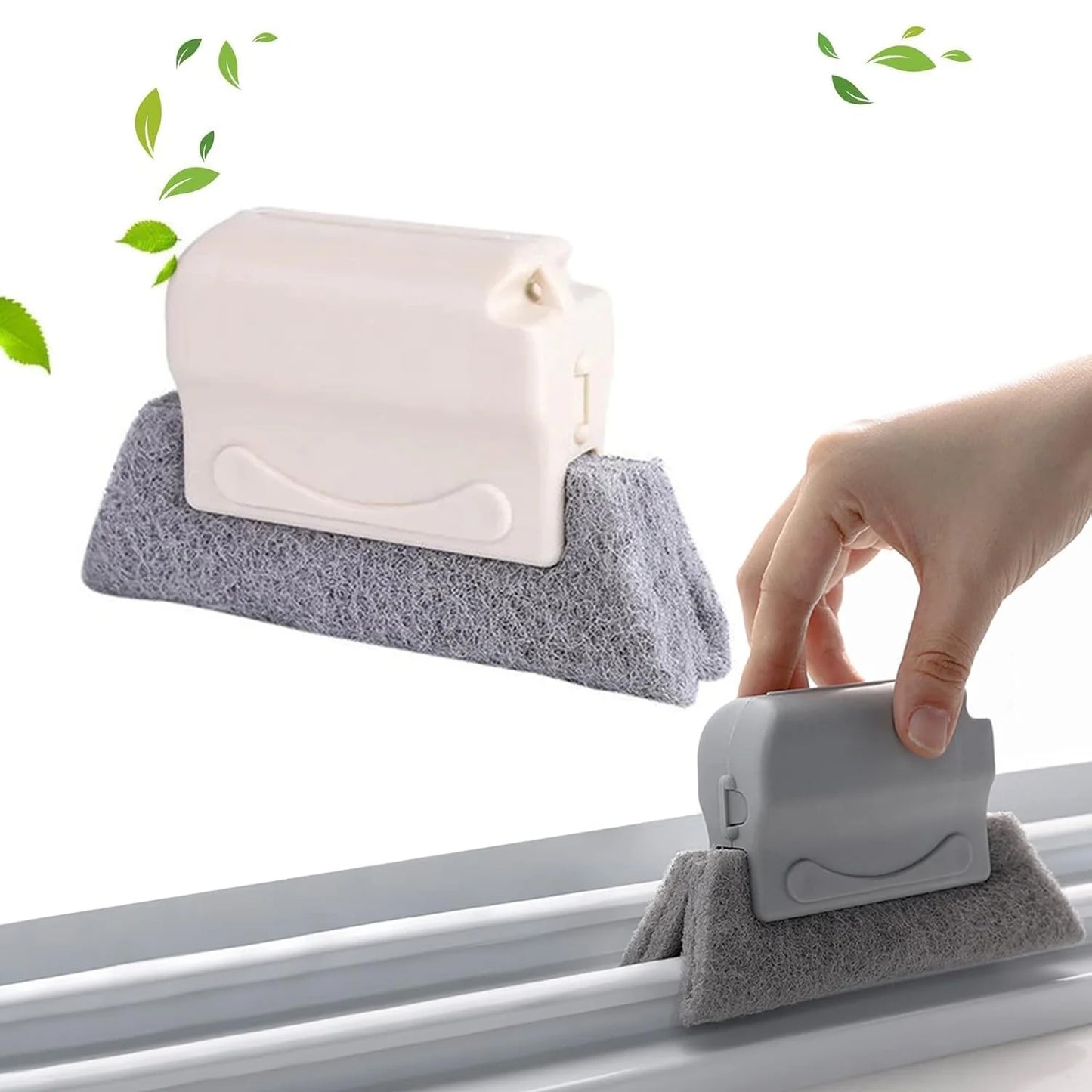 2 Pc Home Surface Cleaning Tool Set with Sponge Scrubber & Microfiber Brush - Happy Price - Image 3