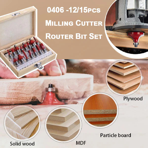 12-15pcs Milling Cutter Router Bit Set - Happy Price - Image 3