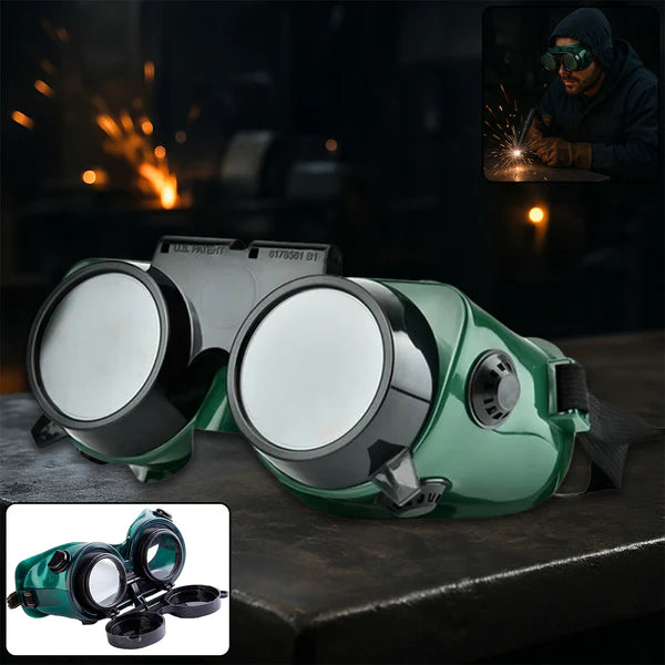 Dark Green Large Welding Goggles with Flip-Up Front - Happy Price - Image 2