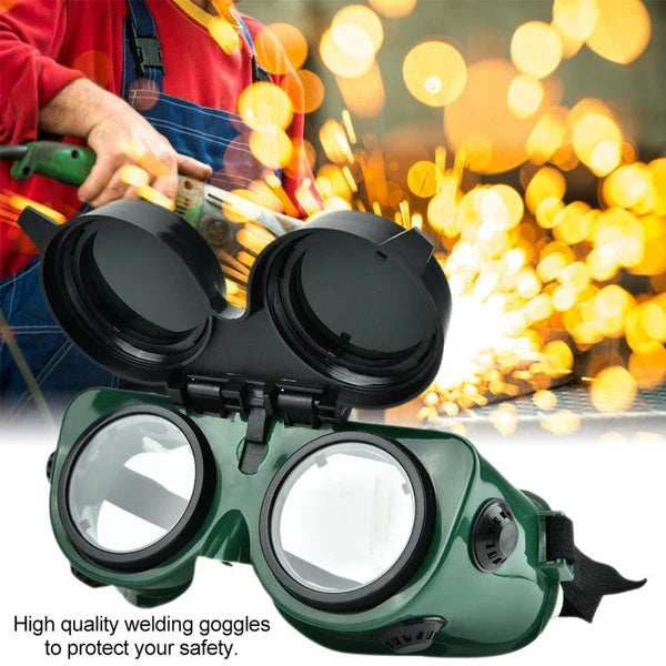 Dark Green Large Welding Goggles with Flip-Up Front - Happy Price - Image 4