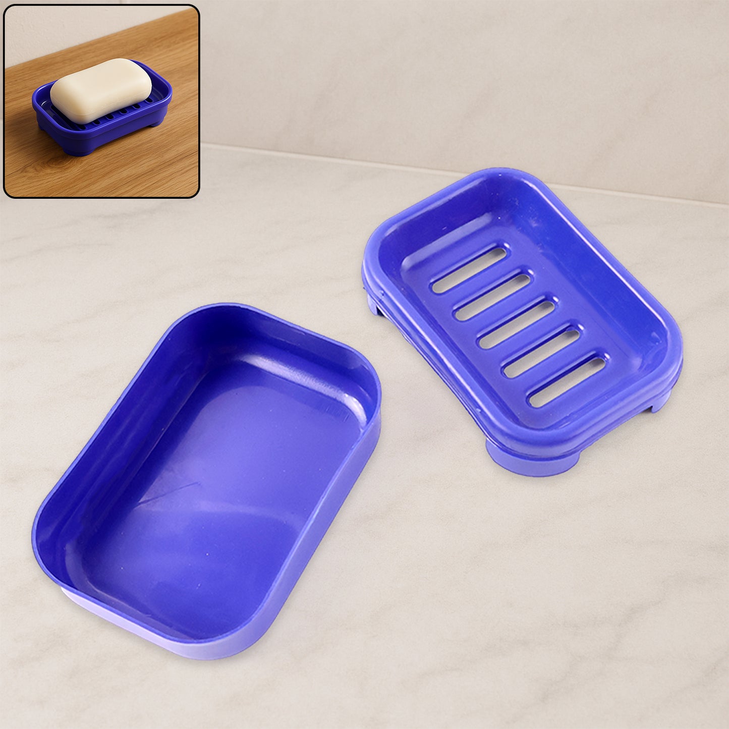 Premium Quality Rectangular Blue Plastic Soap Case (1 Pc) - Happy Price - Image 2