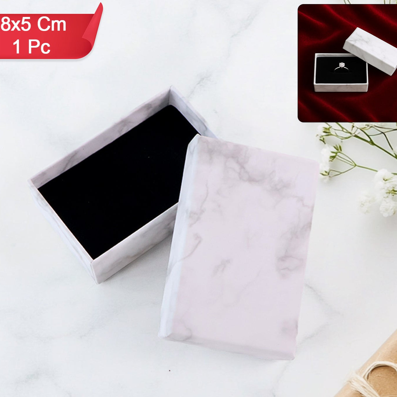 Marble Finish Small Gift Box for Jewelry - 8x5 cm, 1 Pc - Happy Price - Image 1