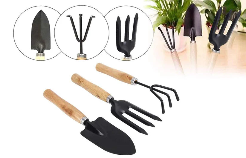 3-Piece Garden Hand Tool Set - Cultivator, Trowel, Fork