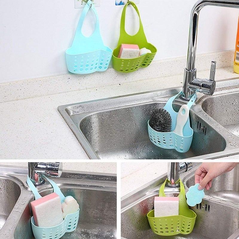 Adjustable Kitchen Bathroom Water Drainage Plastic Basketbag With Faucet Sink Caddy - Happy Price - Image 3
