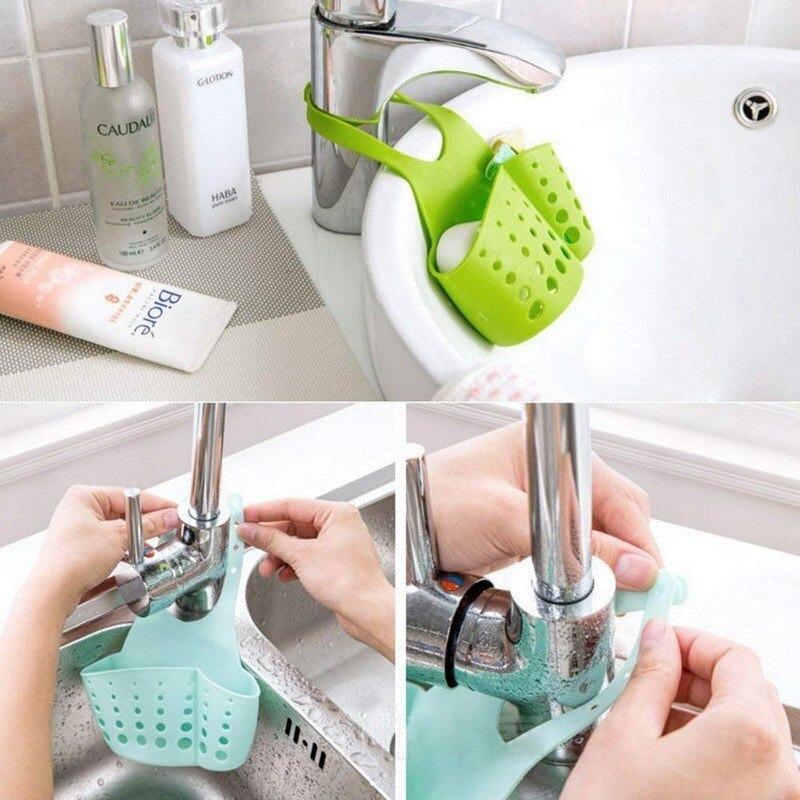 Adjustable Kitchen Bathroom Water Drainage Plastic Basketbag With Faucet Sink Caddy - Happy Price - Image 6