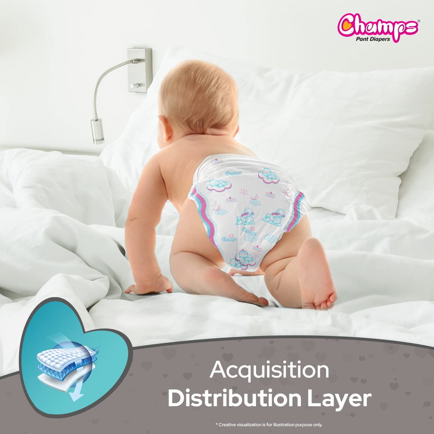 Baby Diaper High Absorbent Pant Diapers Champs Soft And Dry Baby Diaper Pants Xl 54 Pcs (Extra Large Xl54 Pieces) - Happy Price - Image 2
