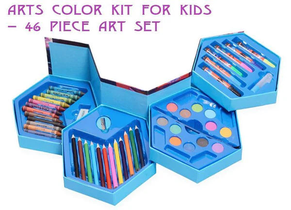 46 Piece Art Colour Set for Kids with Pencils, Crayons, Pastels & Sketch Pens