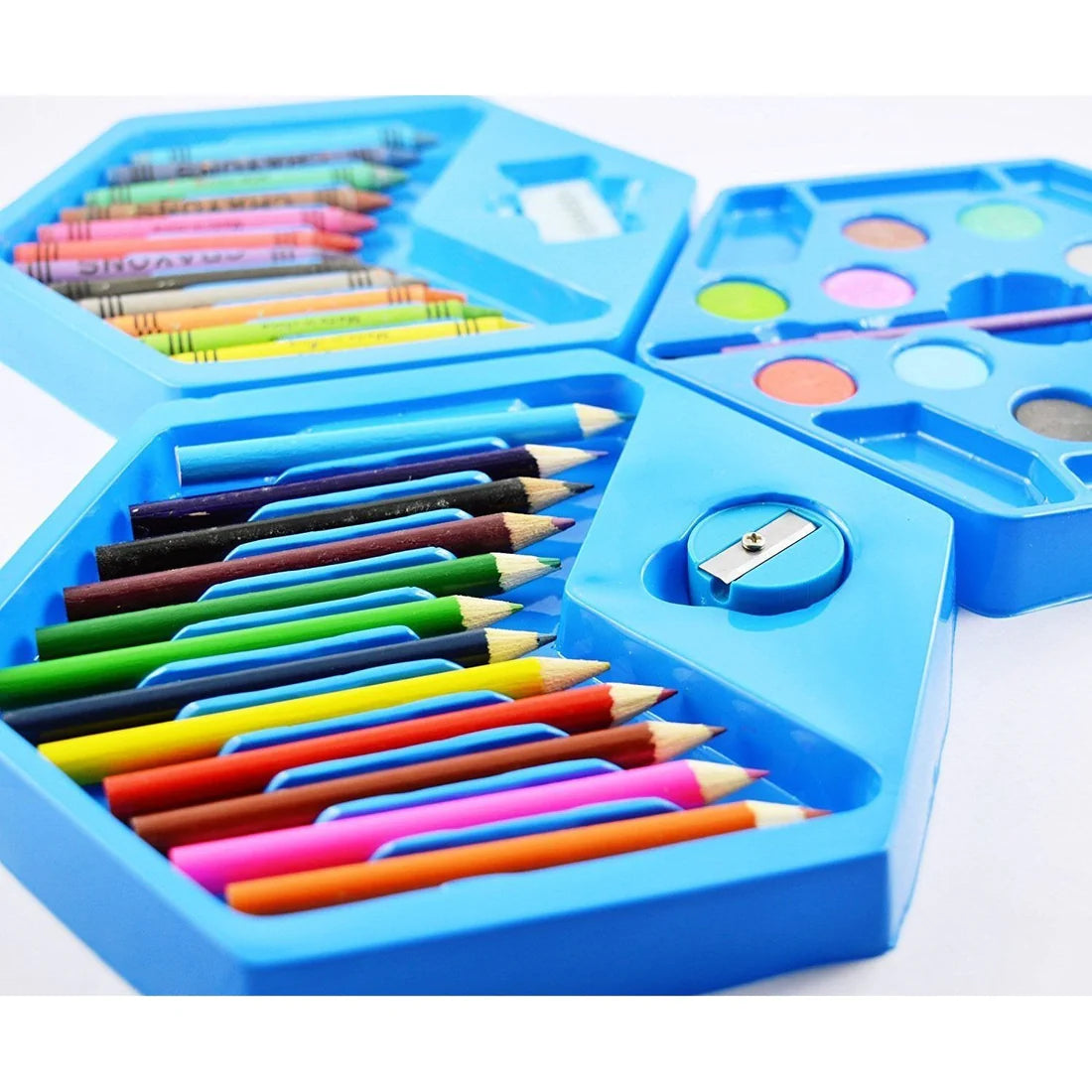 46 Piece Art Colour Set for Kids with Pencils, Crayons, Pastels & Sketch Pens