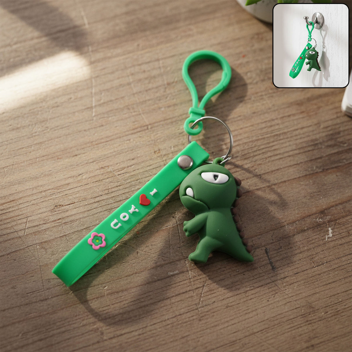 Cute Dinosaur Silicone Wrist Loop Keychain (1 Pc) - Happy Price - Image 2