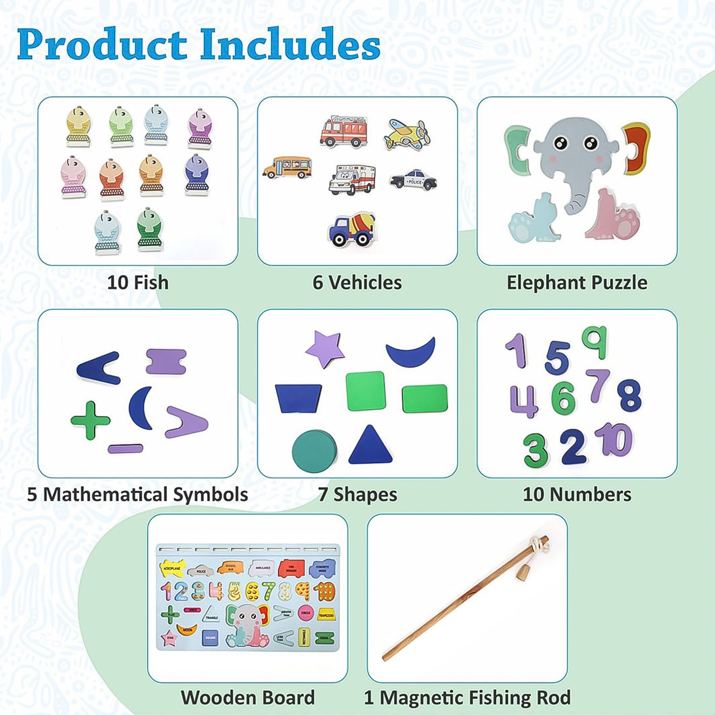 Wooden Number Puzzle Match Board And Magnetic Rod - Happy Price - Image 3