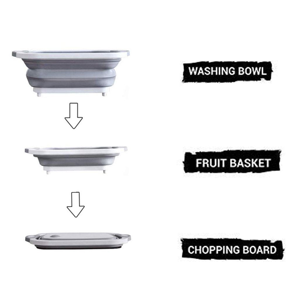 Foldable Chopping Board Dish Rack Washing Bowl Draining Basket 3in1 Multi-function - Happy Price - Image 6
