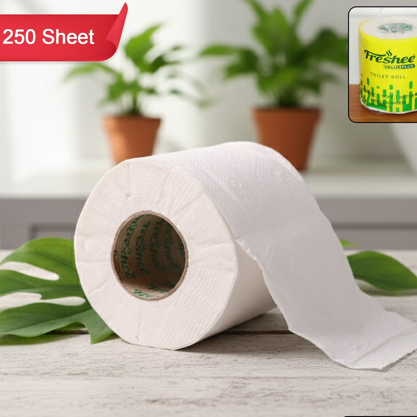 Soft 2-Ply Toilet Paper Rolls - 250 Sheets Each, Gentle & Absorbent Bathroom Tissue - Happy Price - Image 1