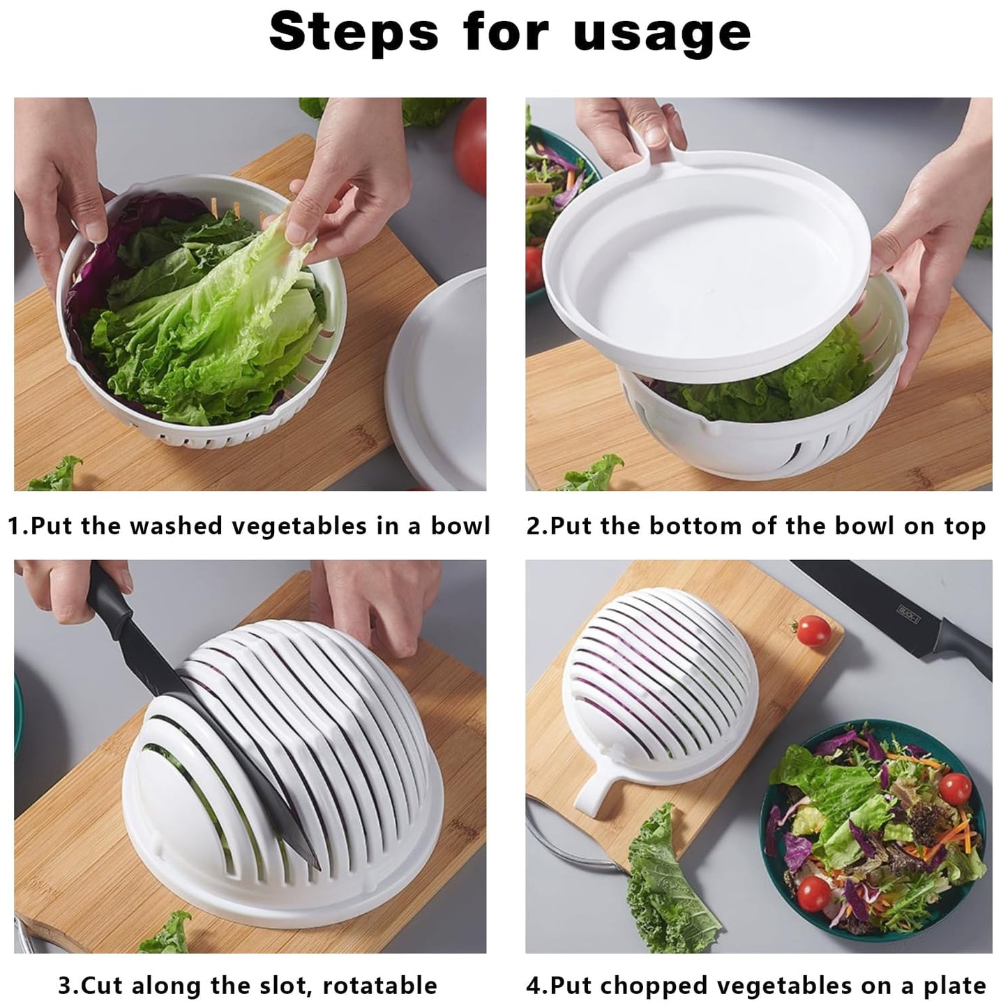 Plastic 60 Seconds Salad Cutter Salad Maker Salad Bow (1 Pc) - Happy Price - Image 5
