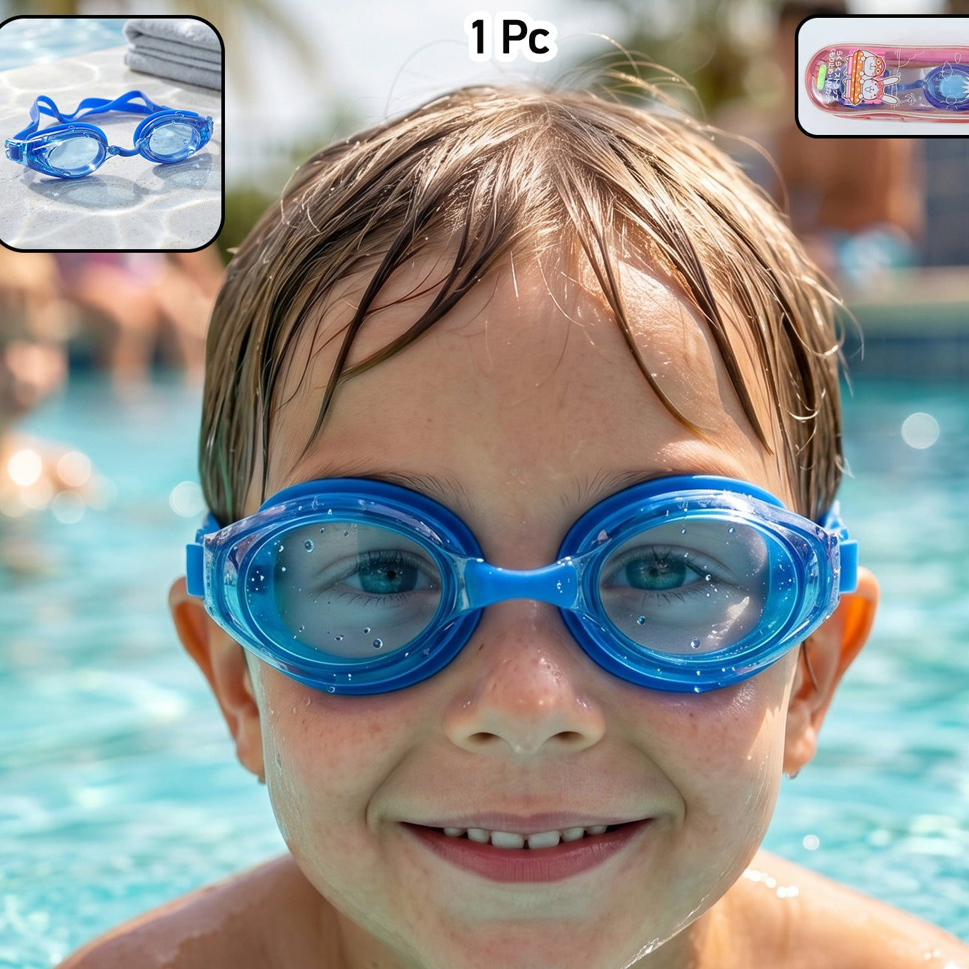Kids Durable Swimming Goggles With Soft Cushion Seal And Adjustable Head Strap 1 Pc