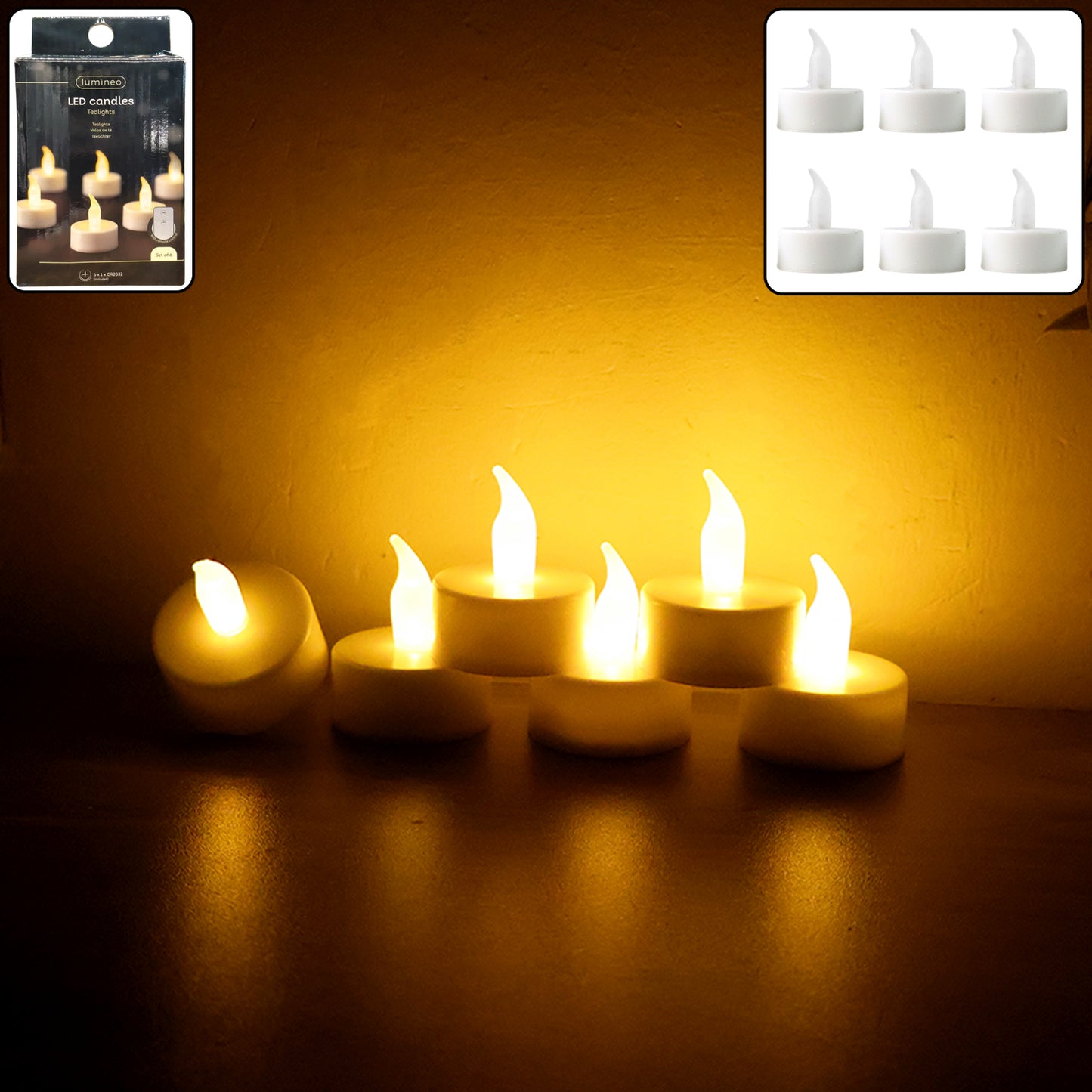 LED Flameless Tealight Candles - Set of 6, Battery Operated Flickering Lights for Home Decor & Festivals - Happy Price - Image 3