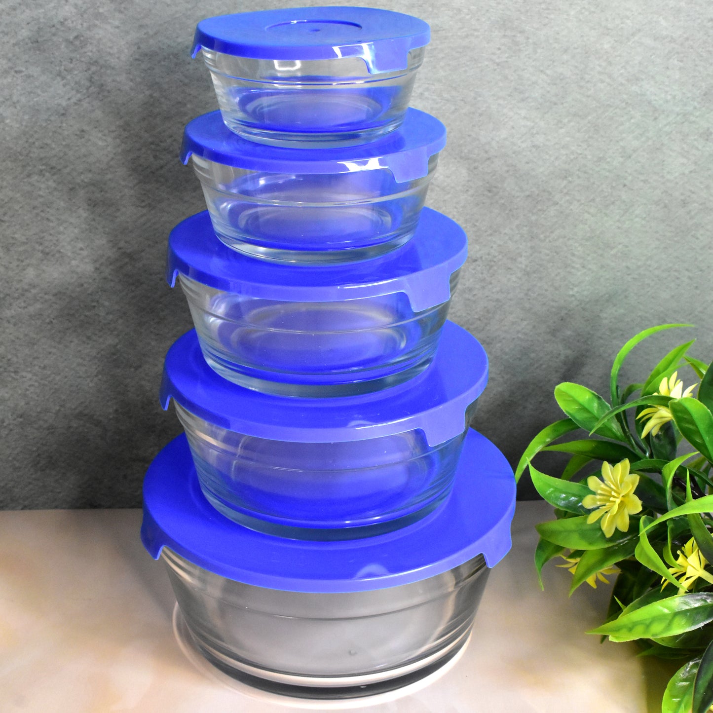 Glass Bowl Set with Lids - 5 Pcs Mixing & Storage Containers - Happy Price - Image 3