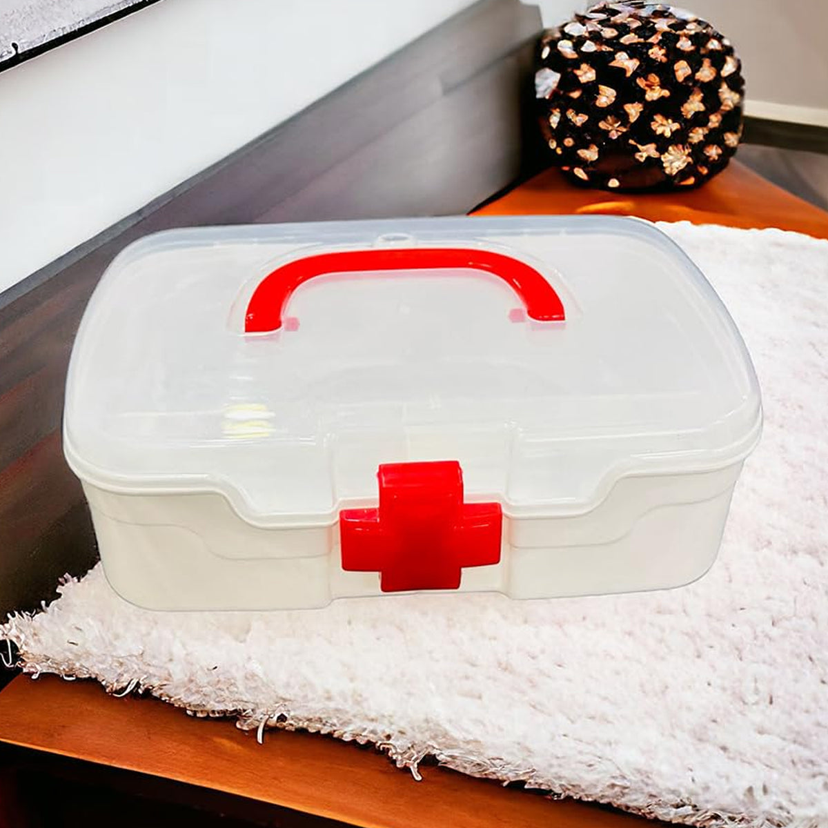 3 Compartment Medical Box 1 Piece Indoor Outdoor Medical Utility Medicine Storage Box Detachable Tray Medical Box Multi Purpose Regular Medicine First Aid Box With Handle Transparent Lid Color Box - Happy Price - Image 5
