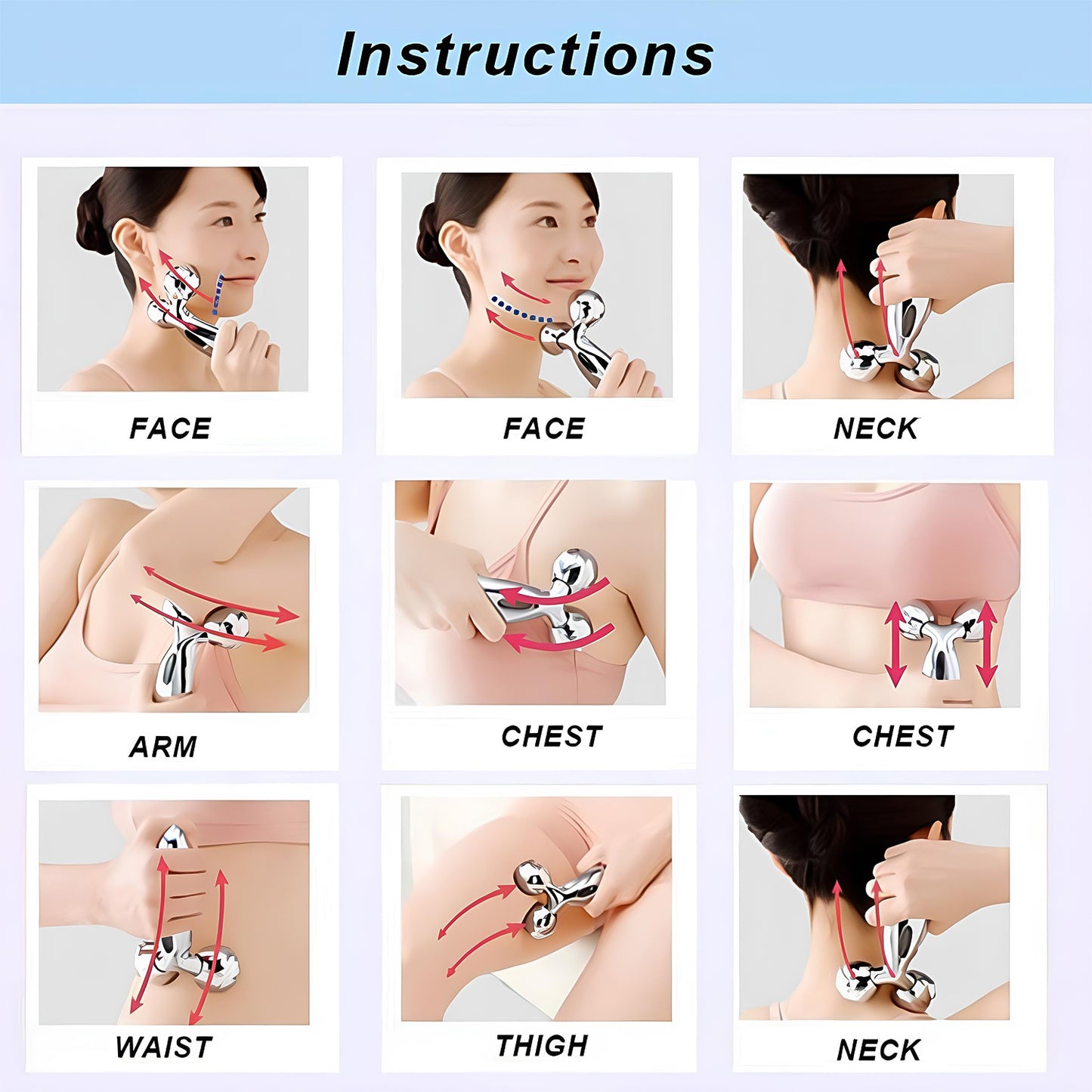 360 Degree Facial Roller Designed For Face Lifting And Skin Tightening Improves Blood Circulation And Reduces Puffiness. - Happy Price - Image 5