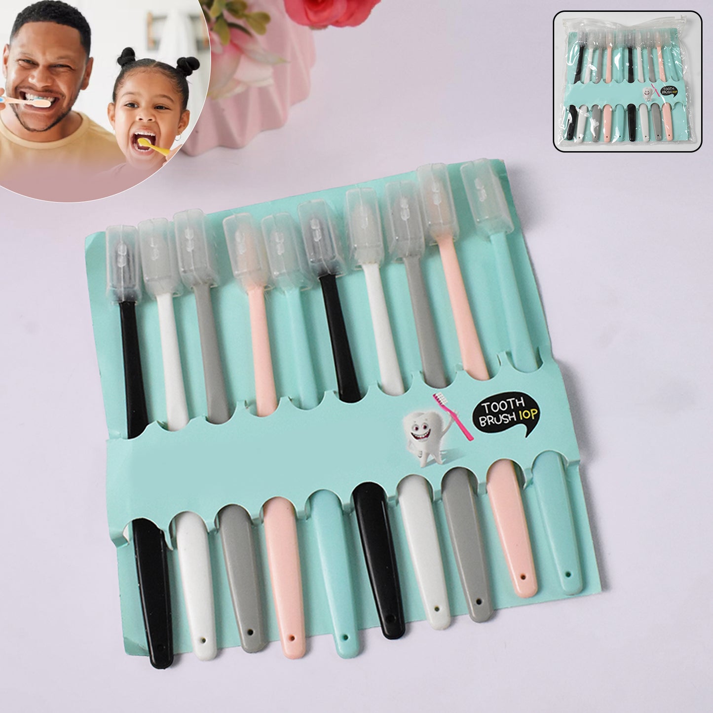 Kids Adults Ultra Soft-bristled Toothbrush With Cover (10 Pcs Set) - Happy Price - Image 4
