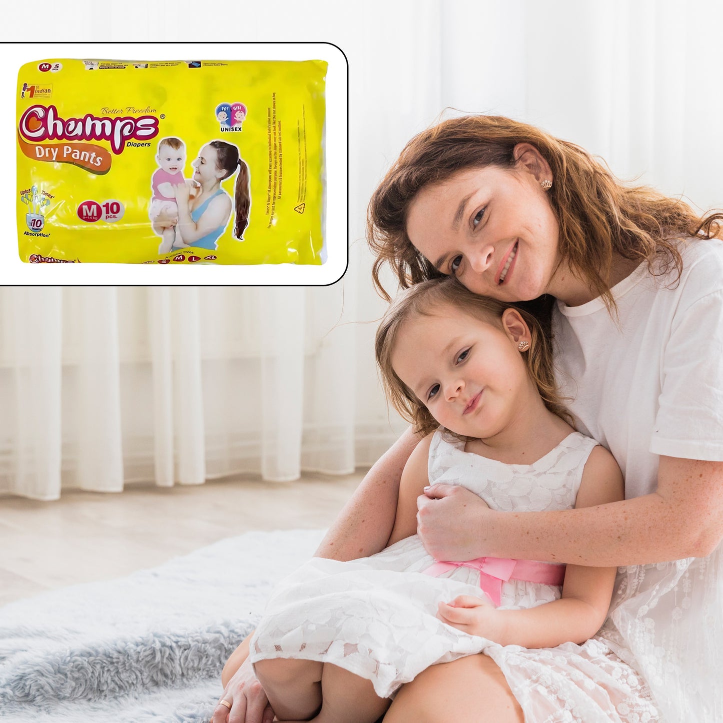 Medium Champs Dry Pants Style Diaper- Medium (10 Pcs) Best For Travel Absorption Champs Baby Diapers Champs Soft And Dry Baby Diaper Pants (M 10 Pcs ) - Happy Price - Image 2