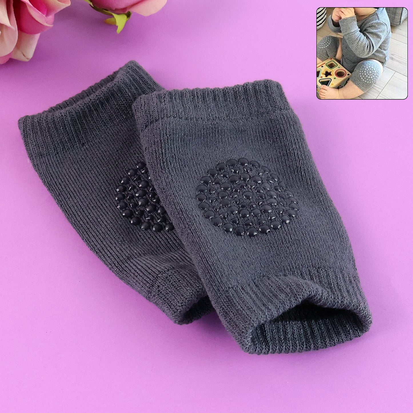 Dark Grey Toddler Wool Knit Leg Warmer (Knee Guard) - Happy Price - Image 2