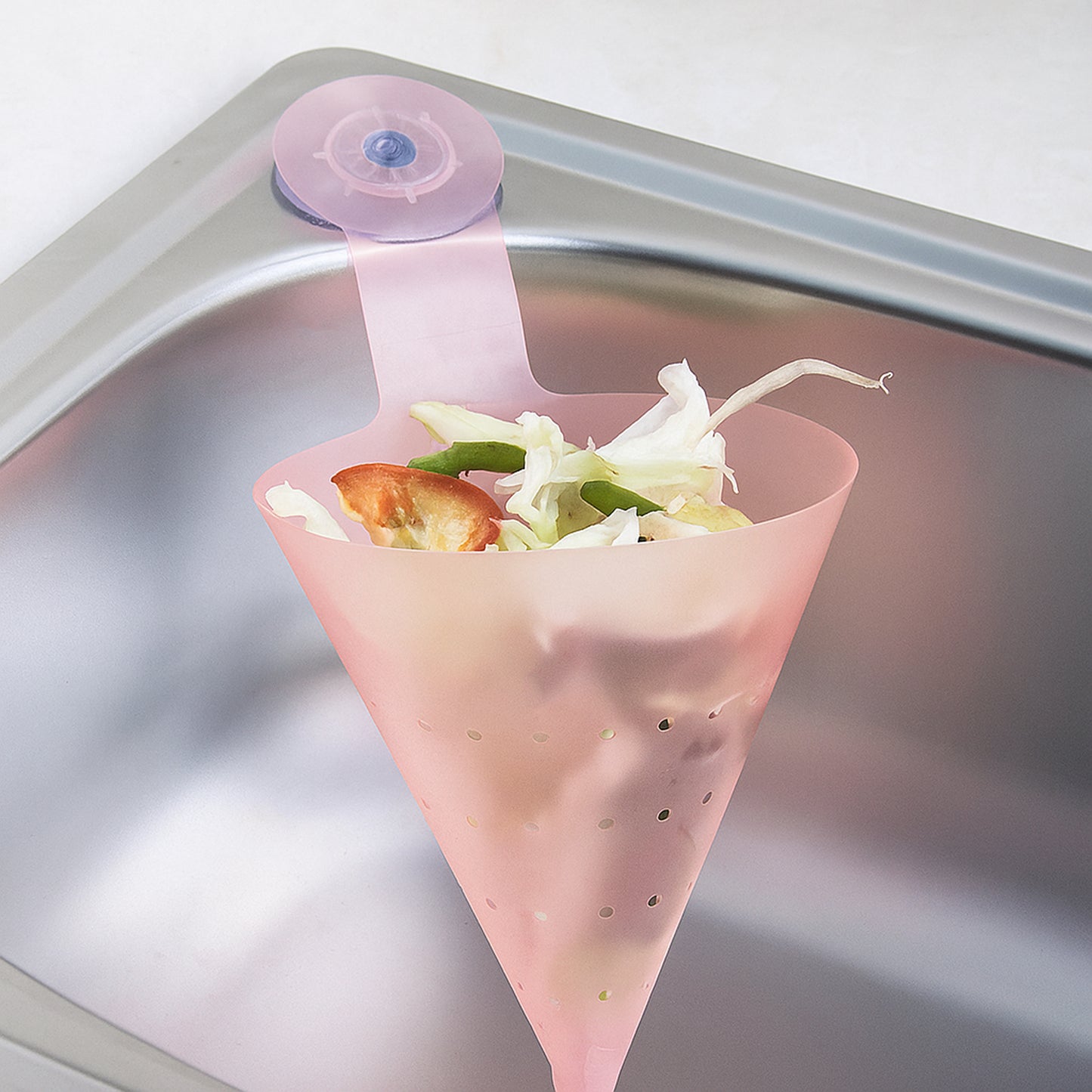 Hanging Sink Corner Strainer with Suction Cup - 1 Pc Kitchen Organizer - Happy Price - Image 6