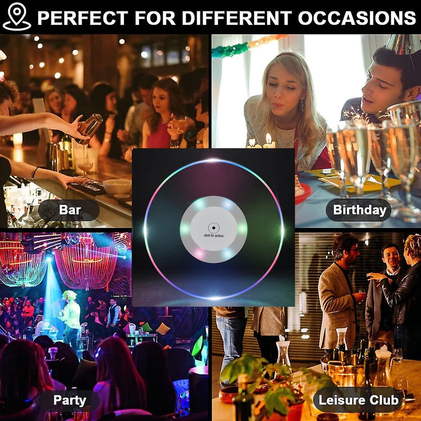 Colorful Led Cocktail Coaster Round Ultra-thin Led Drink Coaster (1 Pc) - Happy Price - Image 4