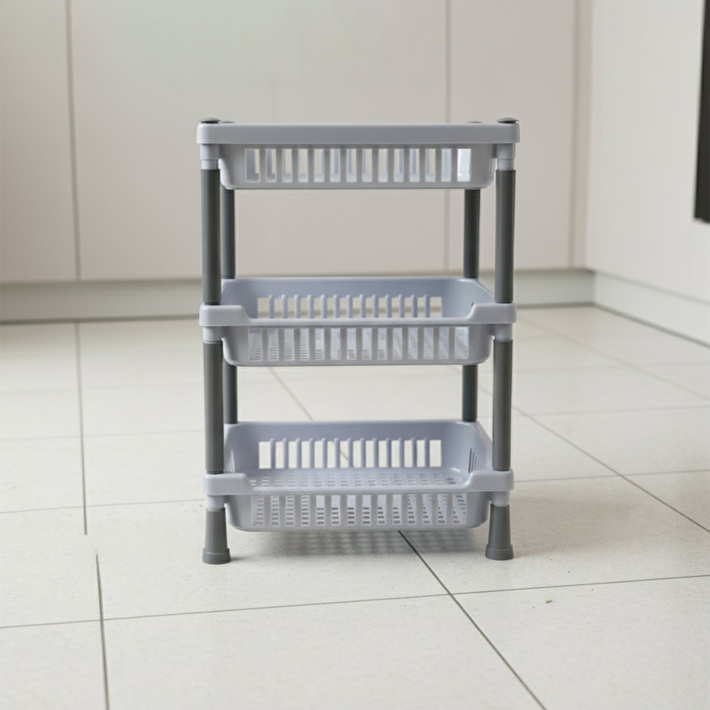 3 Tier Modular Kitchen Storage Basket Rack - Ventilated Plastic Organizer Stand - Great Price - Image 3