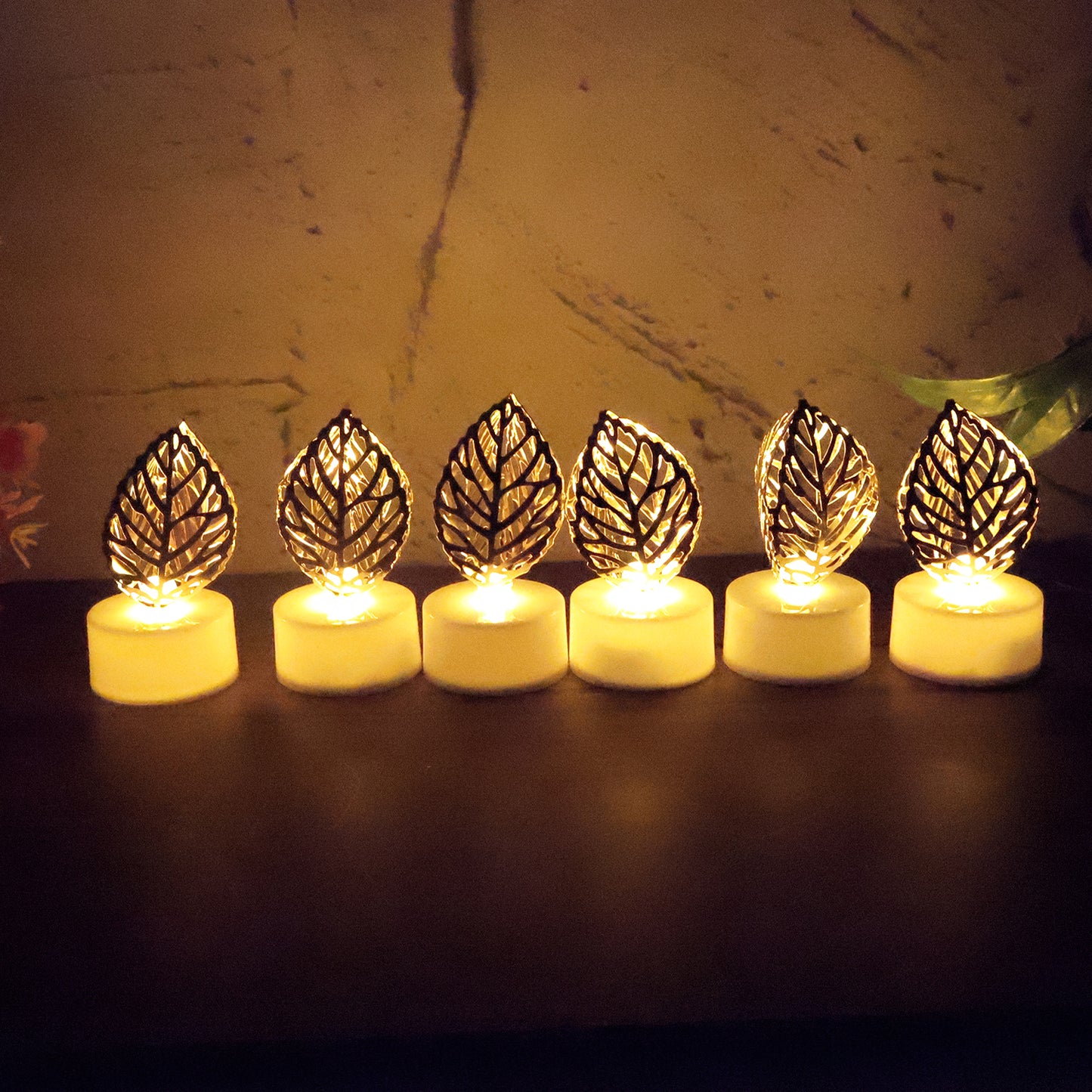 Decorative Golden Leaf Flameless LED Candles - Set of 12 - Happy Price - Image 6