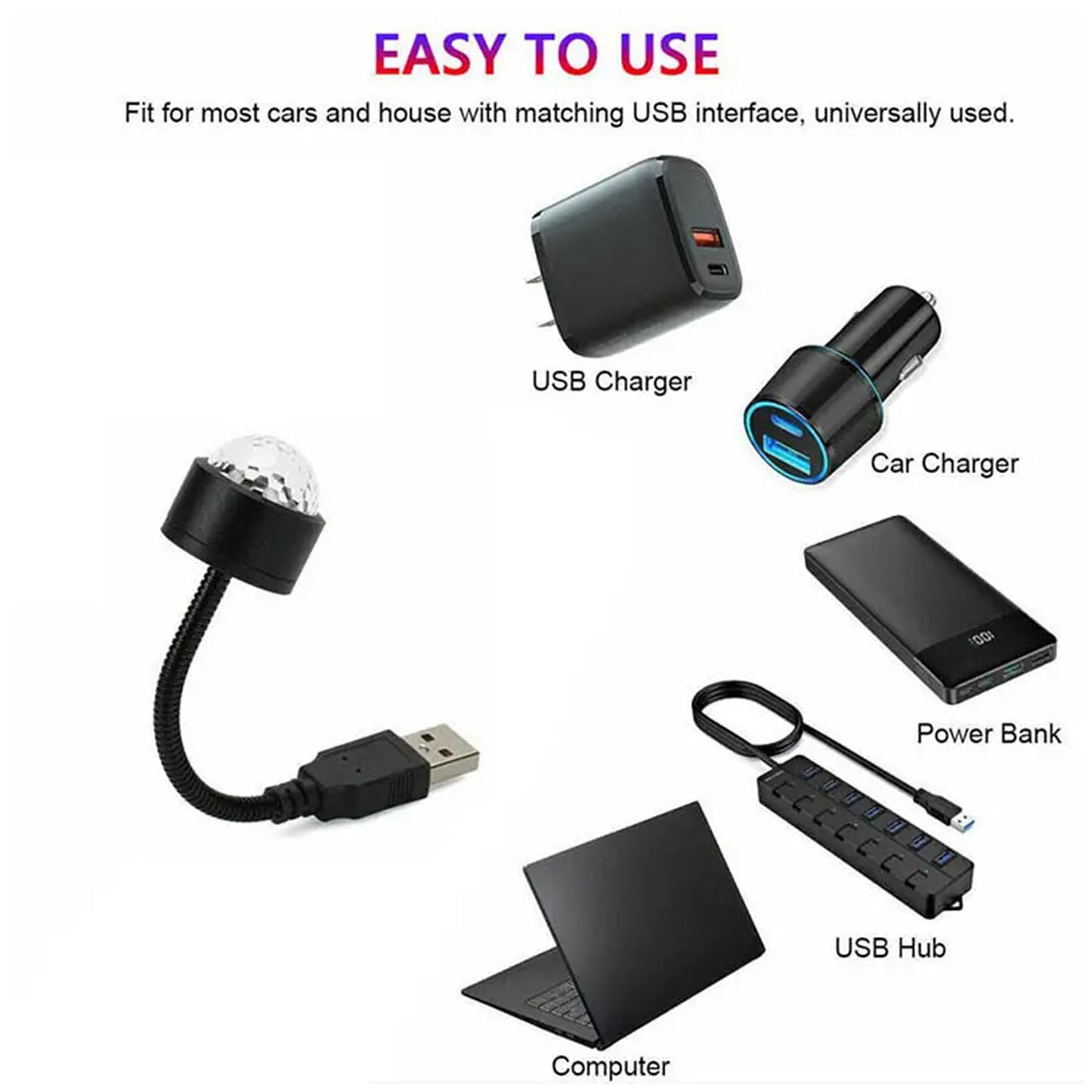 Usb Star Night Light Projector And Mini Disco Ball Light Adjustable Auto Roof Interior Car Ceiling Lights Flexible Atmosphere Strobe Light Decorations For Bedroom Car Party Ceiling - Happy Price - Image 4