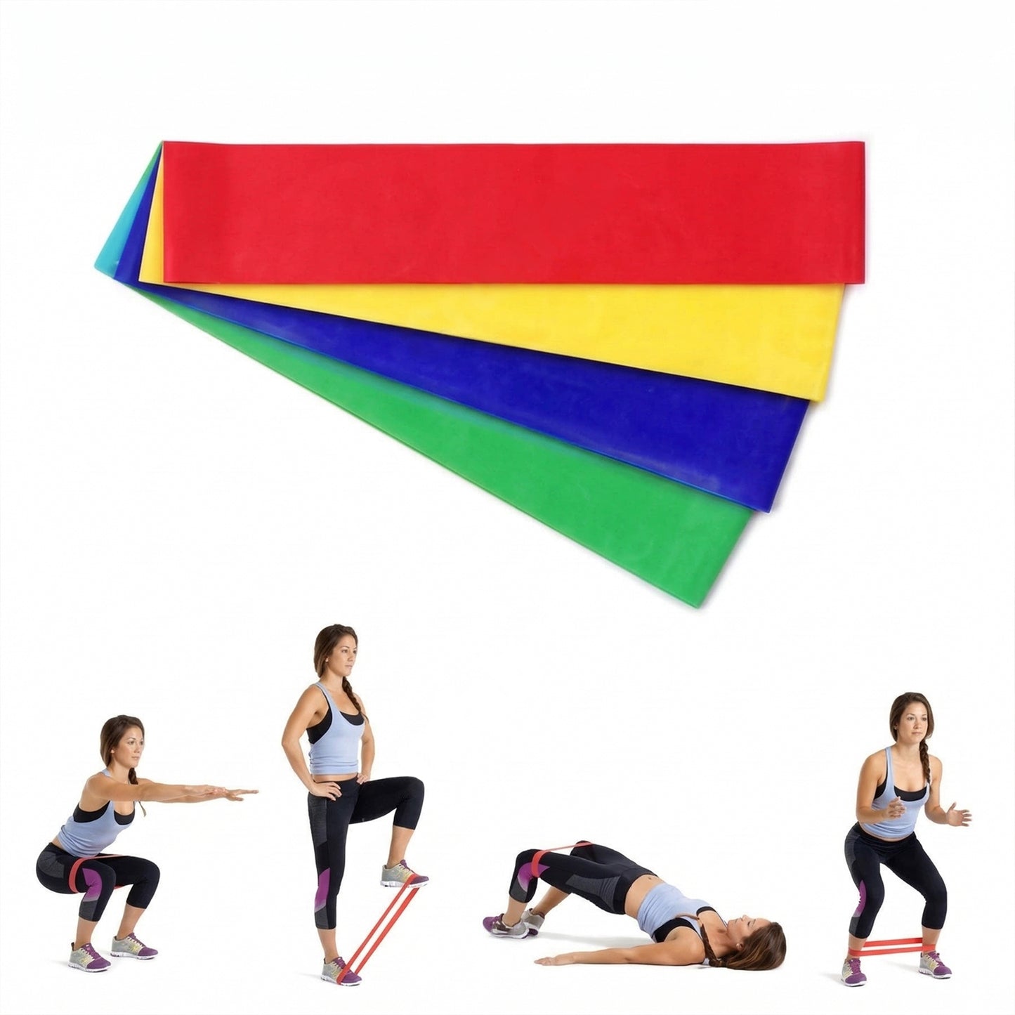 Premium Elastic Resistance Exercise Bands Belt Set (5 Pc)