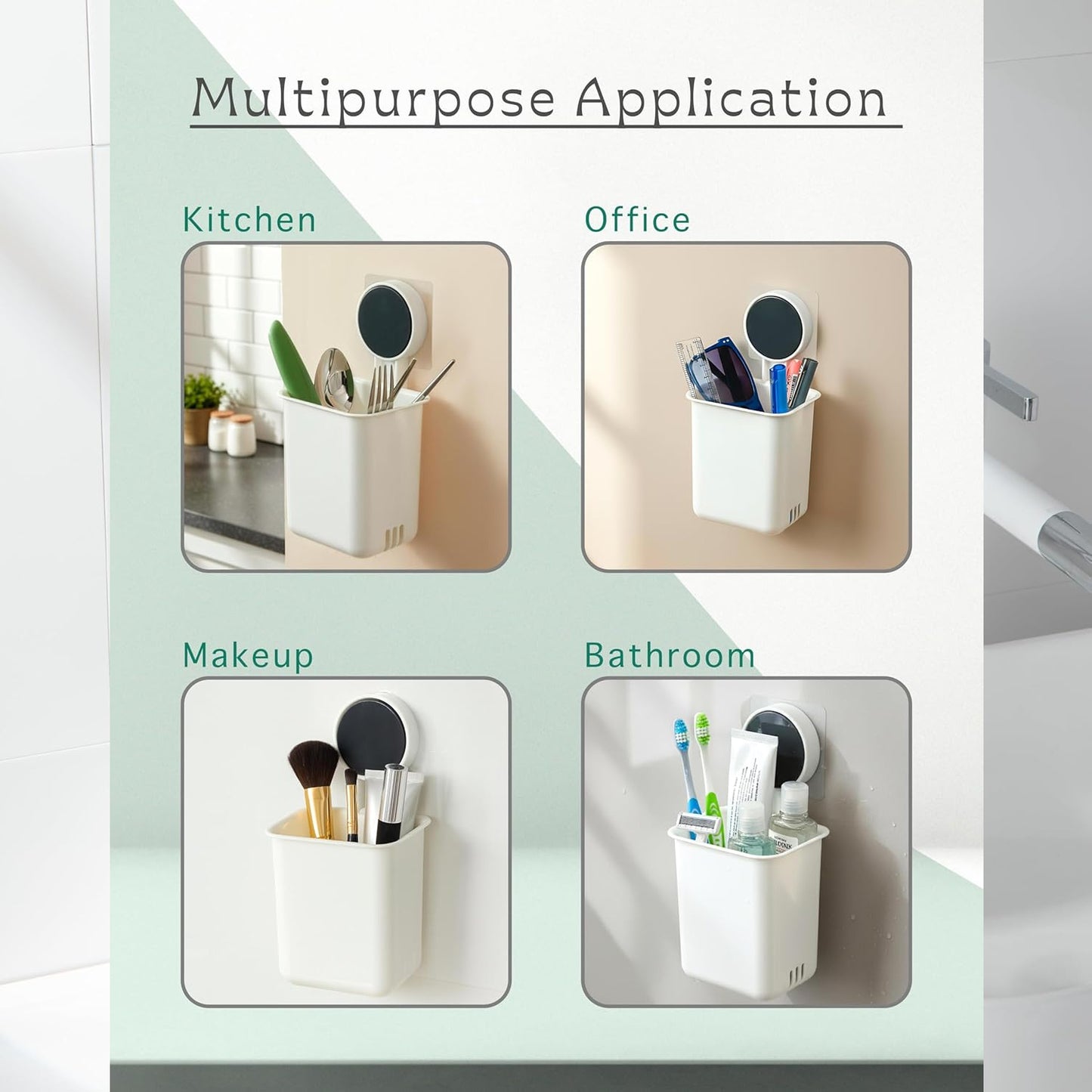 Wall Mounted Bathroom Organizer Cups - 2 Pc Set - Happy Price - Image 7