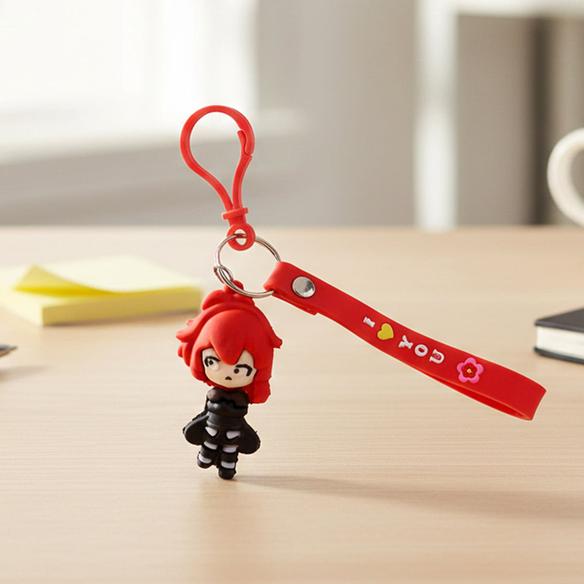 Red Hair Cartoon Girl Silicone Wrist Strap Keychain (1 Pc) - Happy Price - Image 6