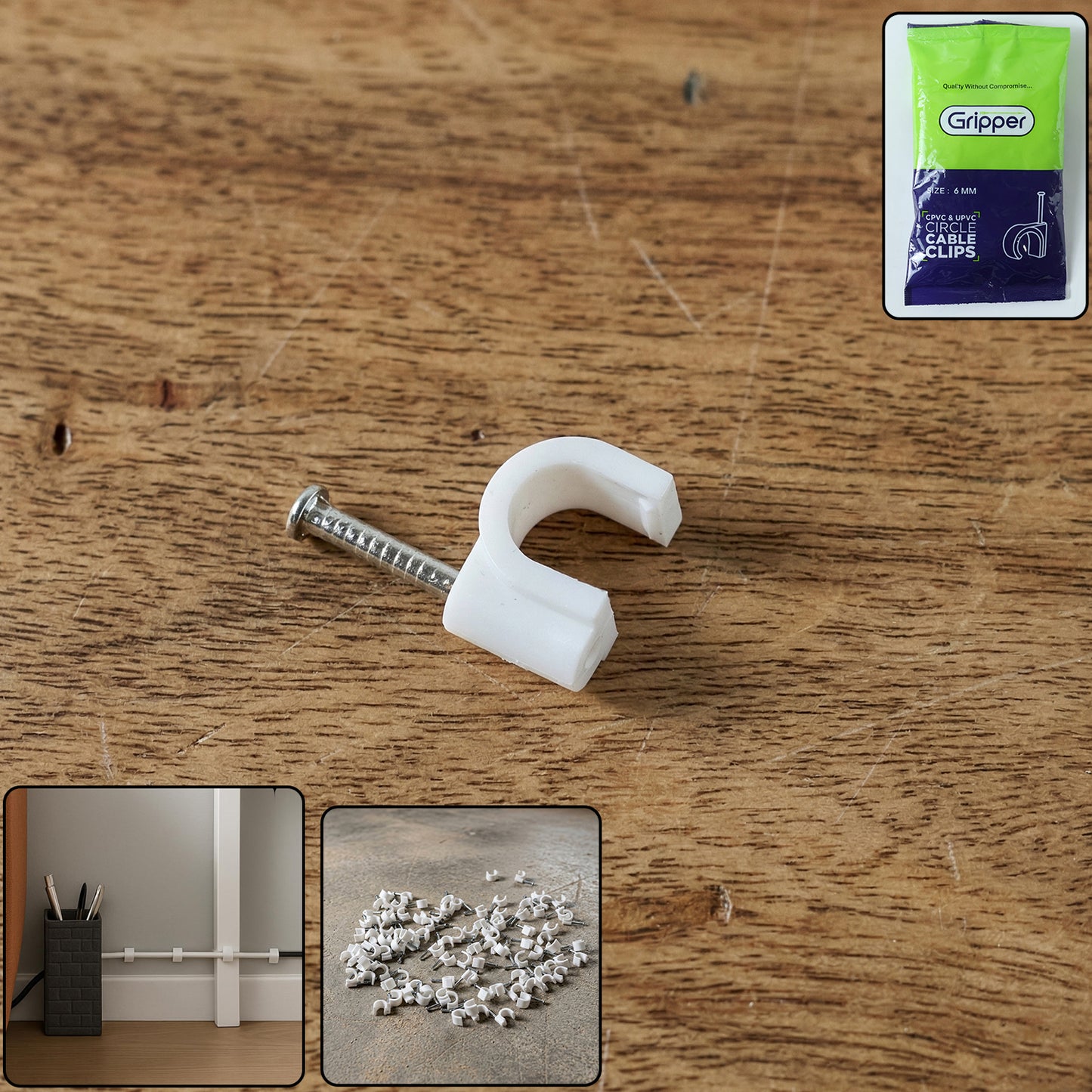 Premium Cable Management Nail Clips For Wire Organization (100 Pc 6mm)