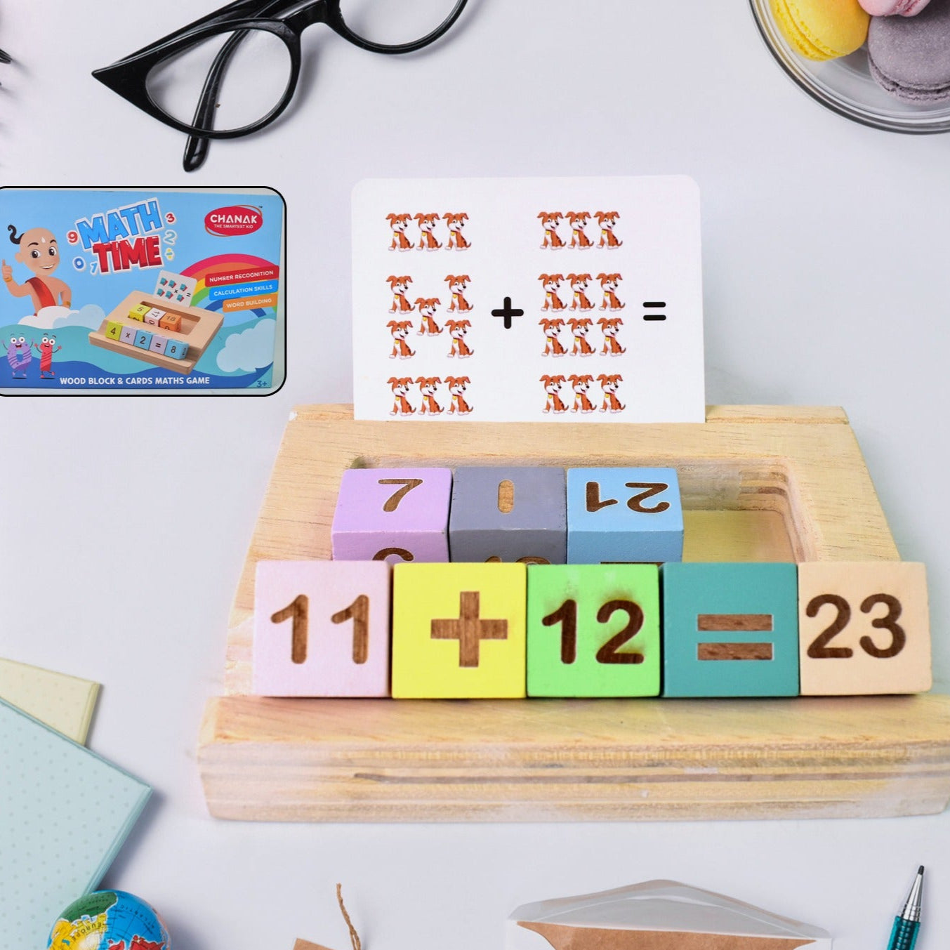Wooden Mathtime For Kids - Educational Math Card Game - Happy Price - Image 1