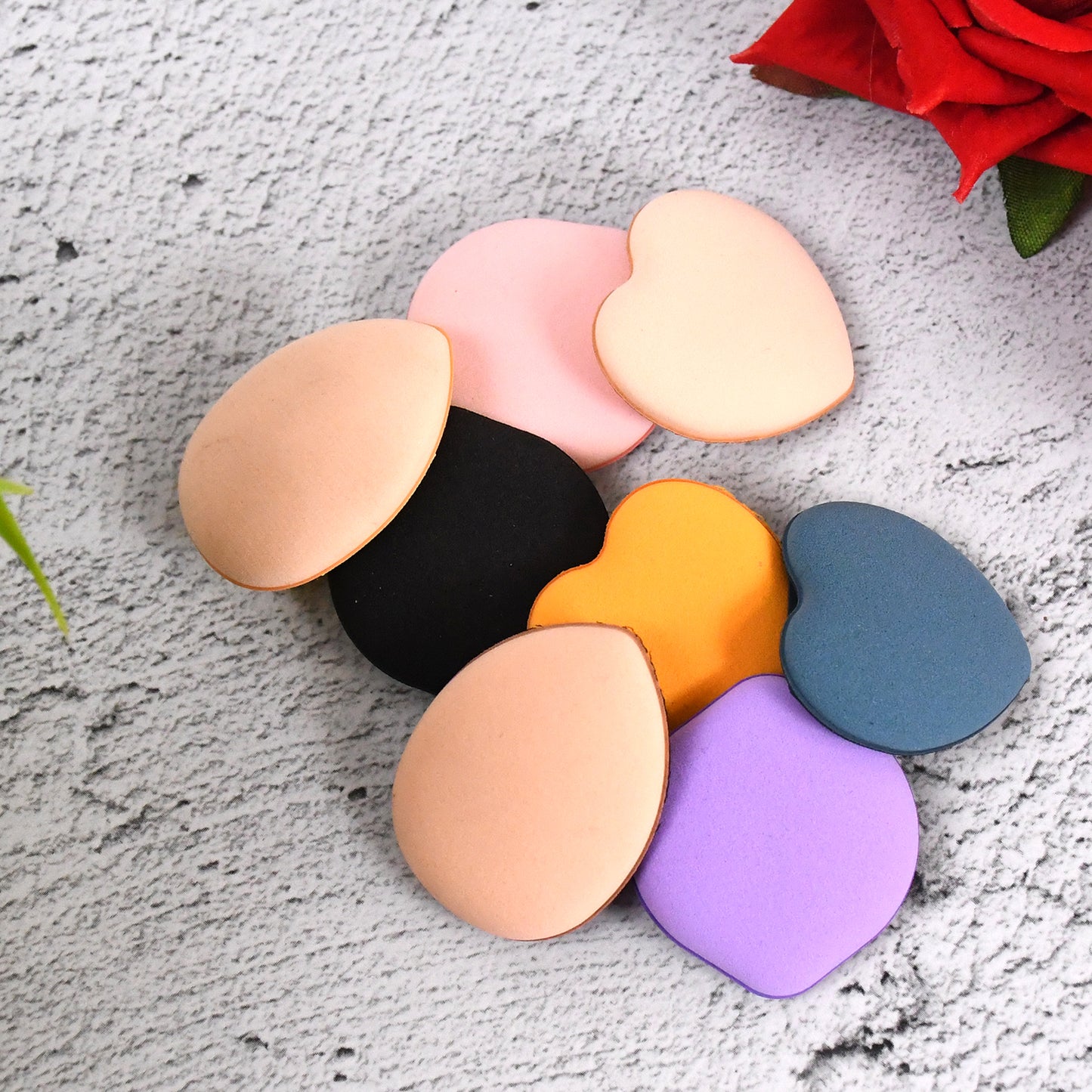 Mini Finger Makeup Powder Puff (Multicolour 8 Pcs Set) - Happy Price - Image 2