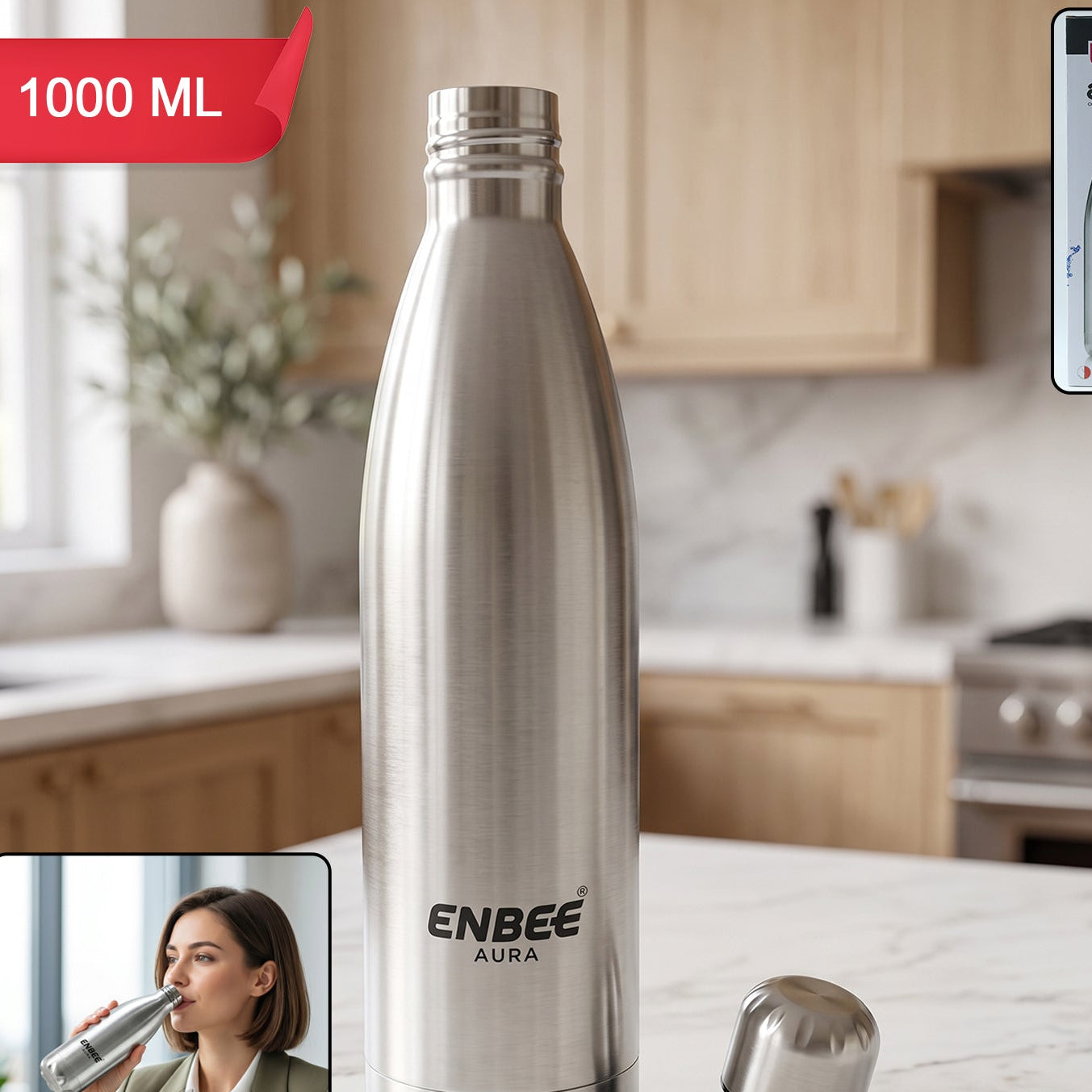 Stainless Steel Insulated Water Bottle - 1000 ML Capacity, Leak-Proof - Great Price - Image 1