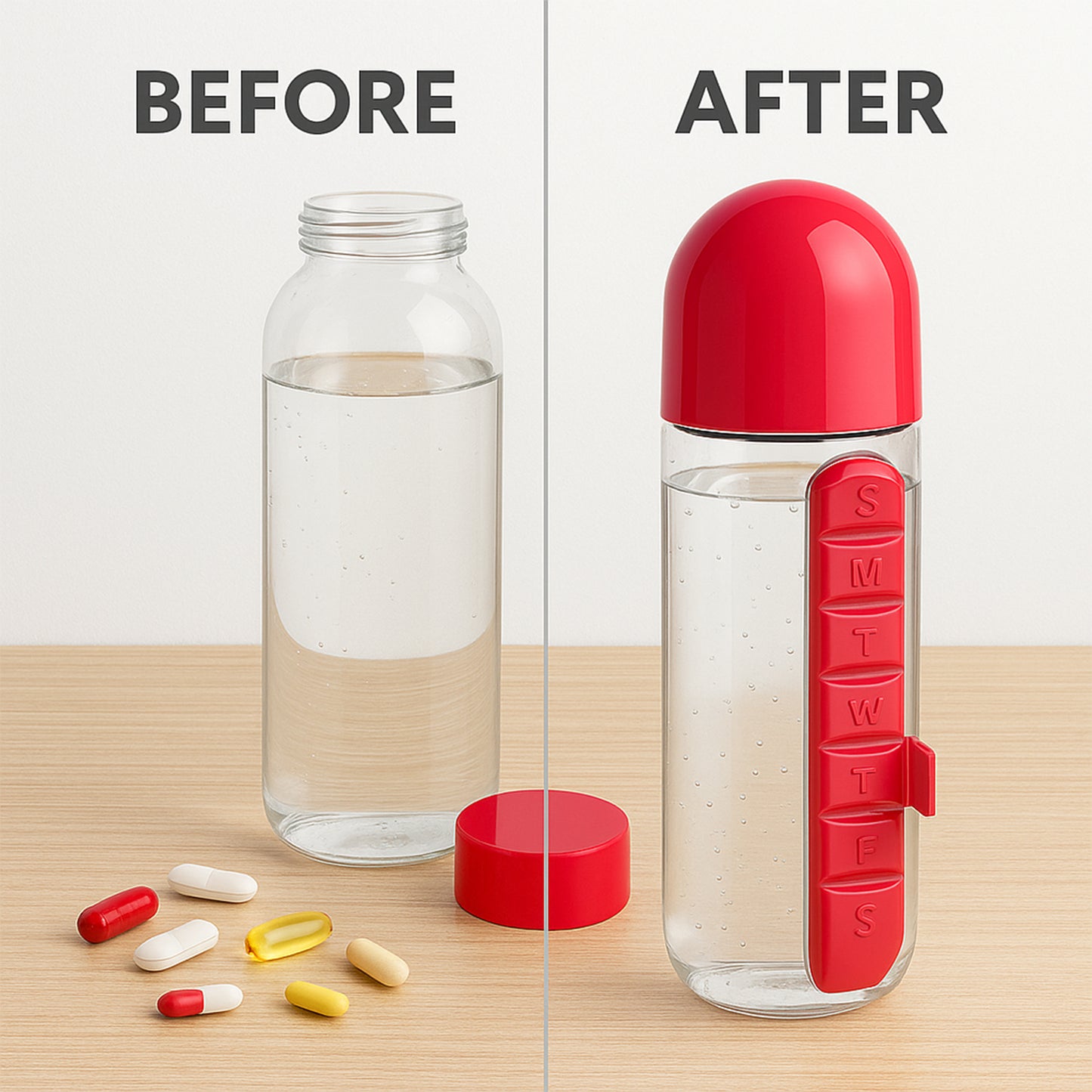 Water Bottle With Built-in 7-day Pill Organizer Approx 900ml (1 Pc) - Happy Price - Image 4