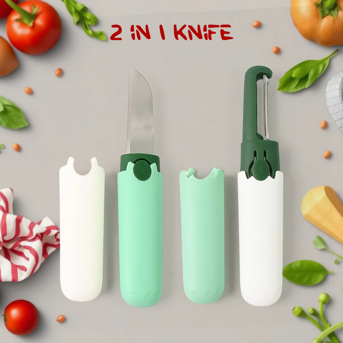 Multifunctional Peeler Two In One Fruit Knife Fruit And Vegetable Cutting Knife+sawtooth Peeler Apple Carrot Potato Fruit Slice Antiskid - Happy Price - Image 7