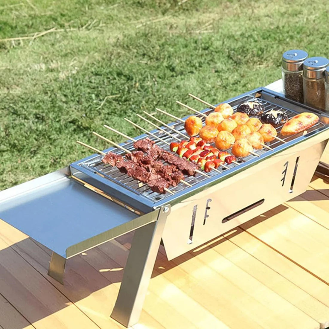 Portable Stainless Steel Folding Charcoal BBQ Grill for Outdoor Camping - 2207 Gm Net Weight - Great Price - Image 4