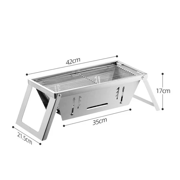 Portable Stainless Steel Folding Charcoal BBQ Grill for Outdoor Camping - 2207 Gm Net Weight - Great Price - Image 2