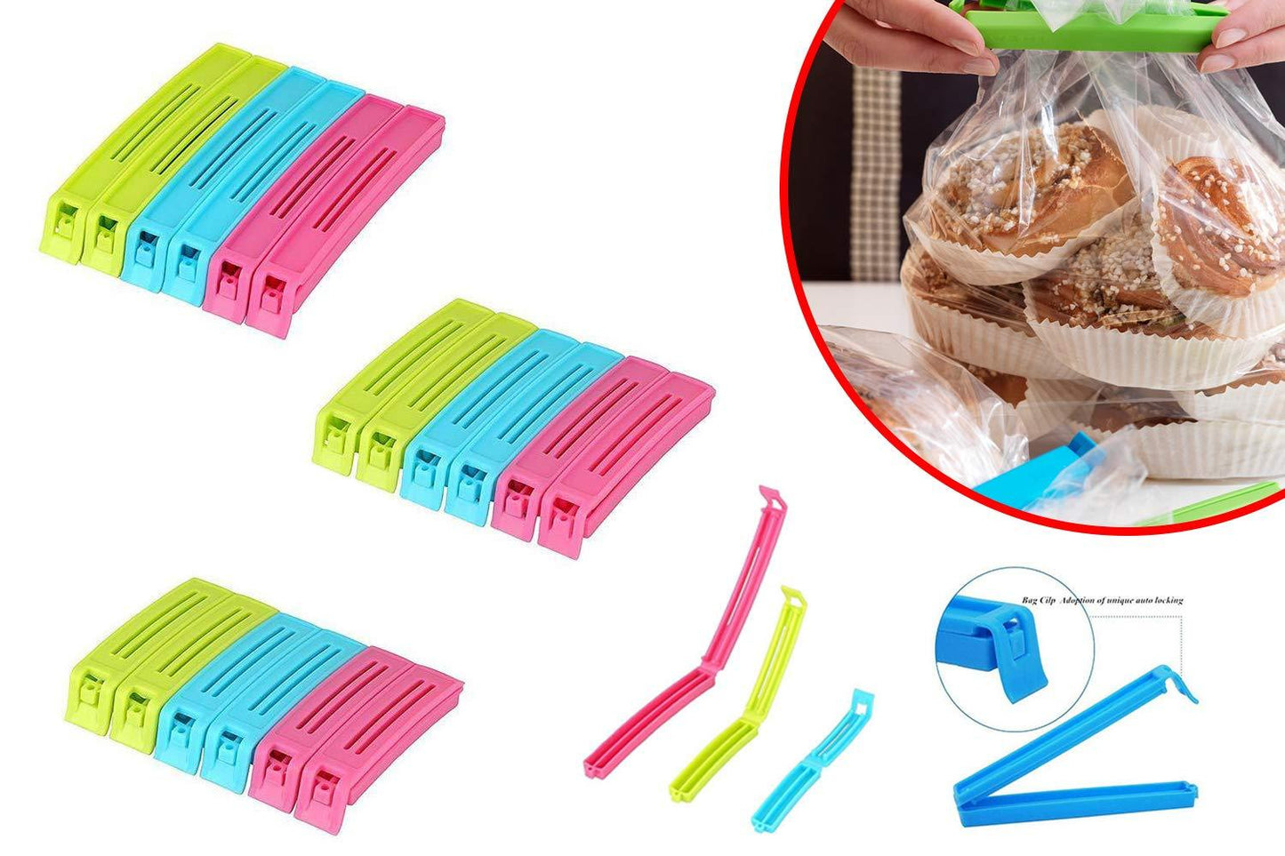 105 Plastic Snack Bag Clip Sealer Set (18 Pcs Multicolour) - Happy Price - Image 2