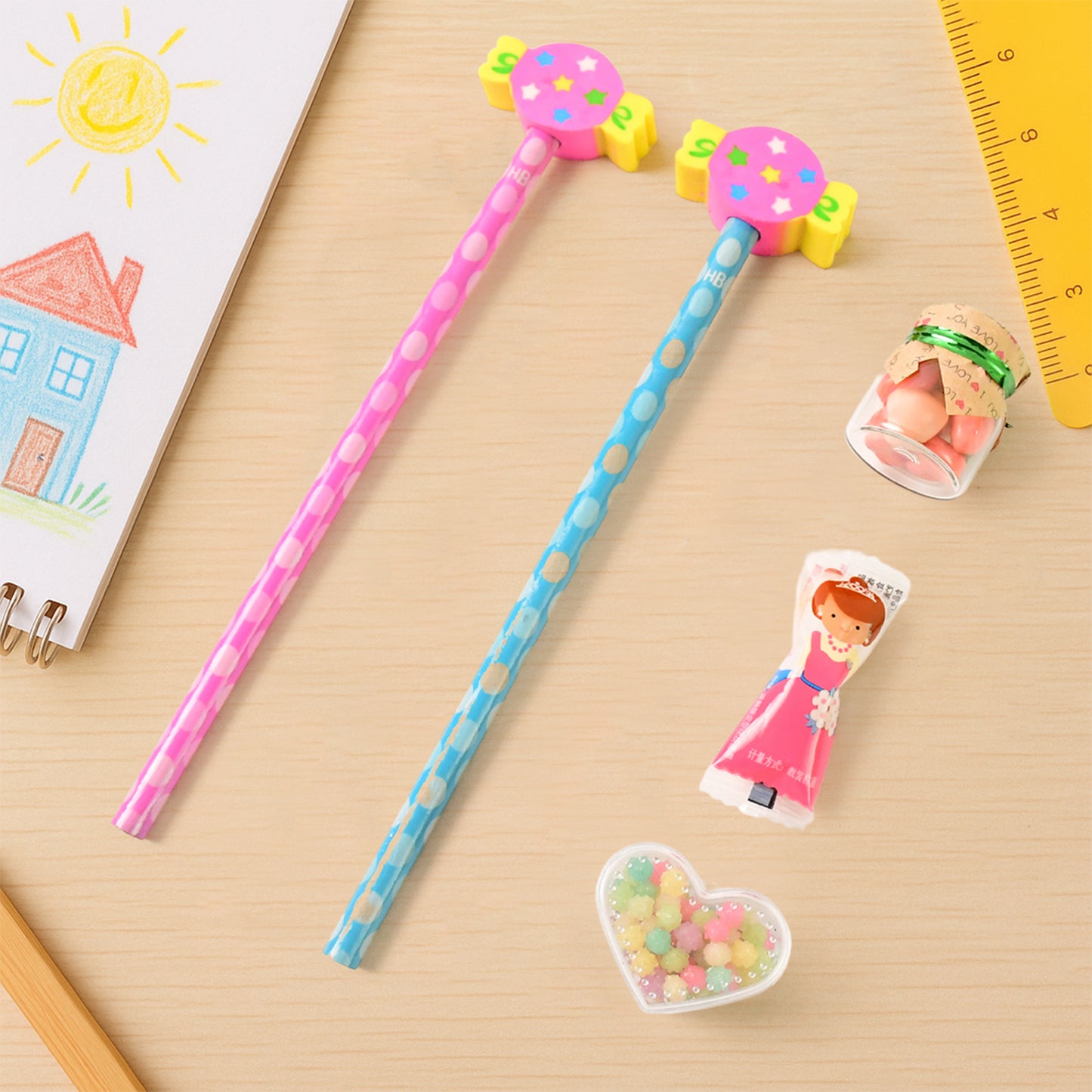 Fun Candy Design Pencil Set With Accessories Set (1 Set ) - Happy Price - Image 6