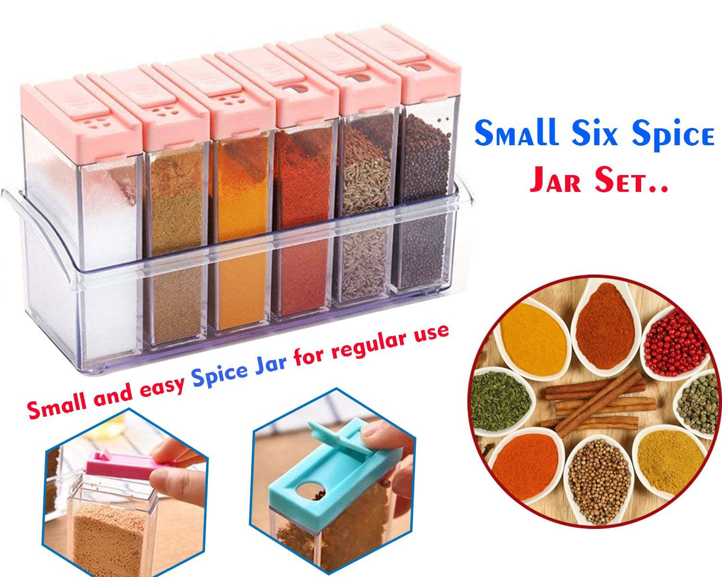 Plastic Spice Jars (6 Pcs 14x22x8cm Multicolour) - Happy Price - Image 2