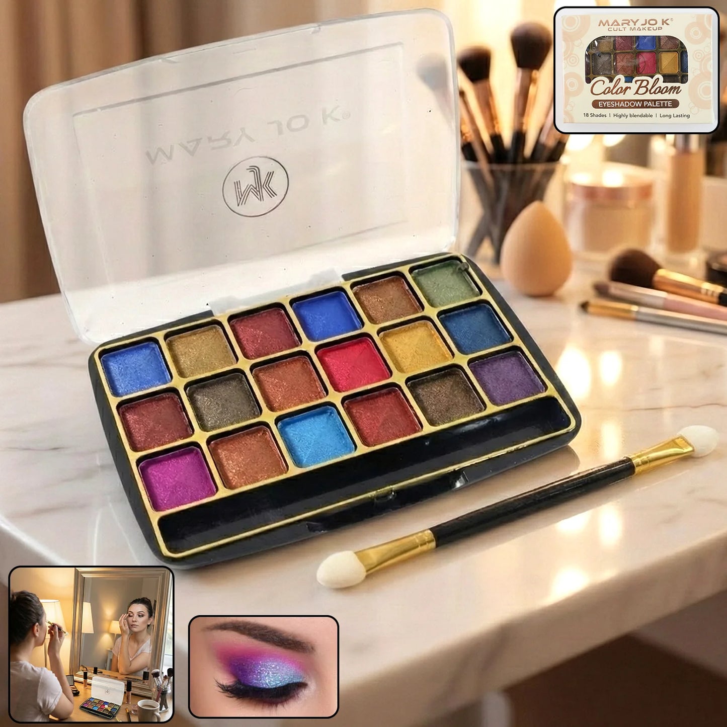 18 Color Shimmer Eyeshadow Palette - 12 Gm - Happy Price - Image 4