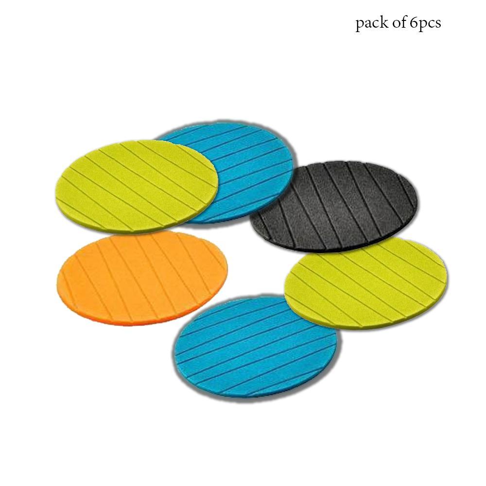 6 Pcs Useful Round Shape Plain Silicone Cup Mat Coaster Drinking Tea Coffee Mug Wine Mat For Home - Happy Price - Image 1