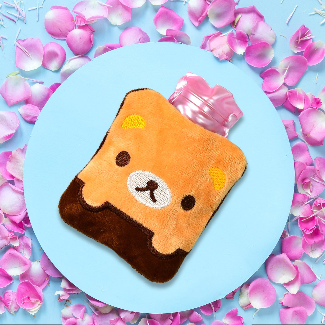 Brown Panda Print Small Hot Water Bag With Cover For Pain Relief Neck Shoulder Pain And Hand Feet Warmer Menstrual Cramps. - Happy Price - Image 1